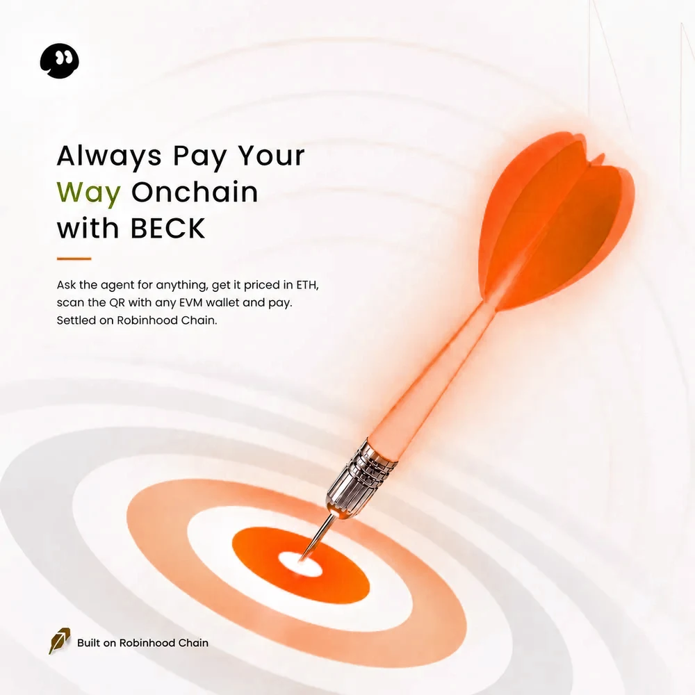 Ollie brand poster reading "Always pay your way onchain with OLLIE", showing a dart in the centre of a target.